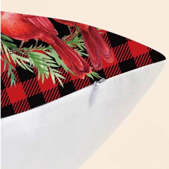 Pillow Cover Bird Cardinal Christmas Holiday Buffalo Check Plaid Square 17.5 in - Picture 5 of 16